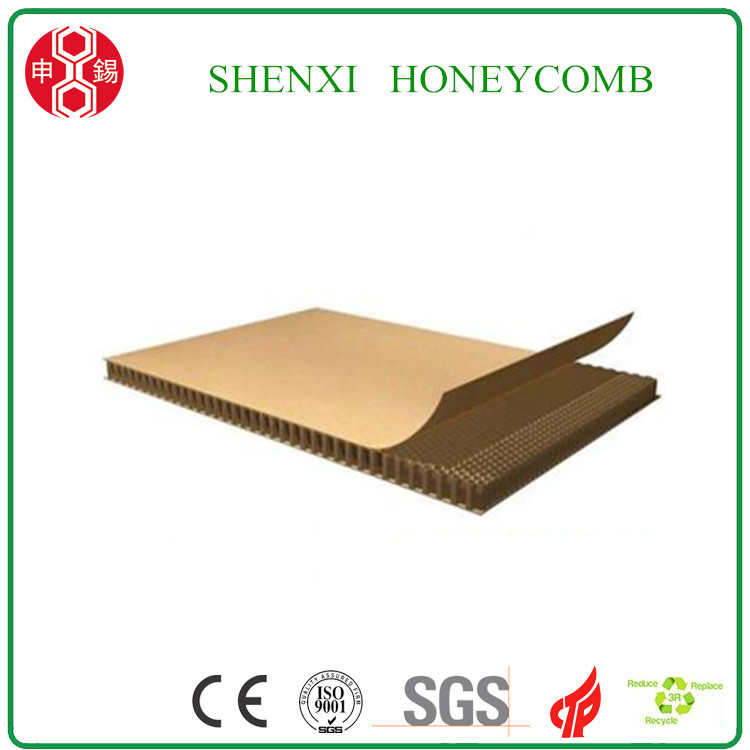 Structural honeycomb paperboard panels stacked in a warehouse